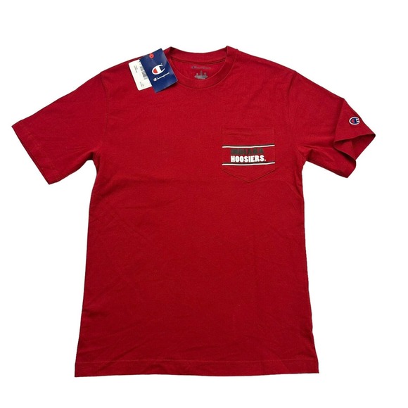 Champion Indiana Hoosiers Shirt Mens Small S Red White Short Sleeve - Picture 1 of 13